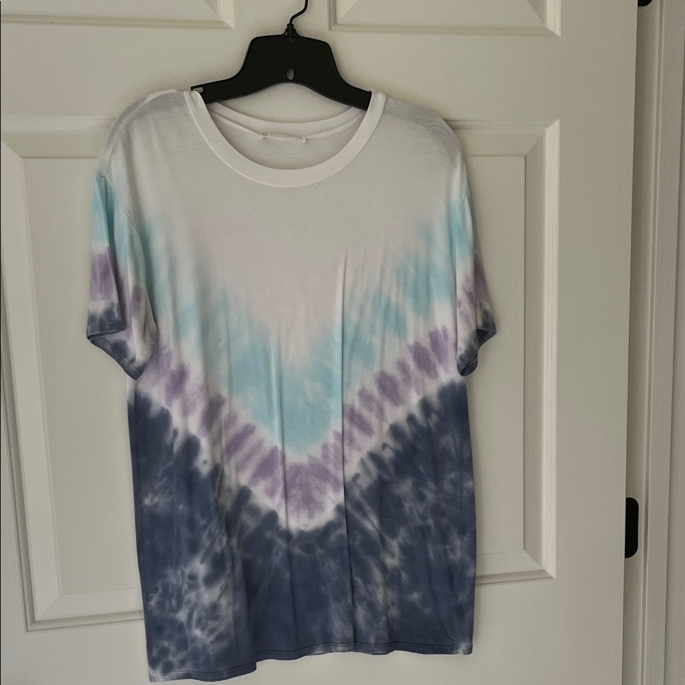 Vibrant Tie-Dye Short Sleeve Tee - Blue, Purple, and White